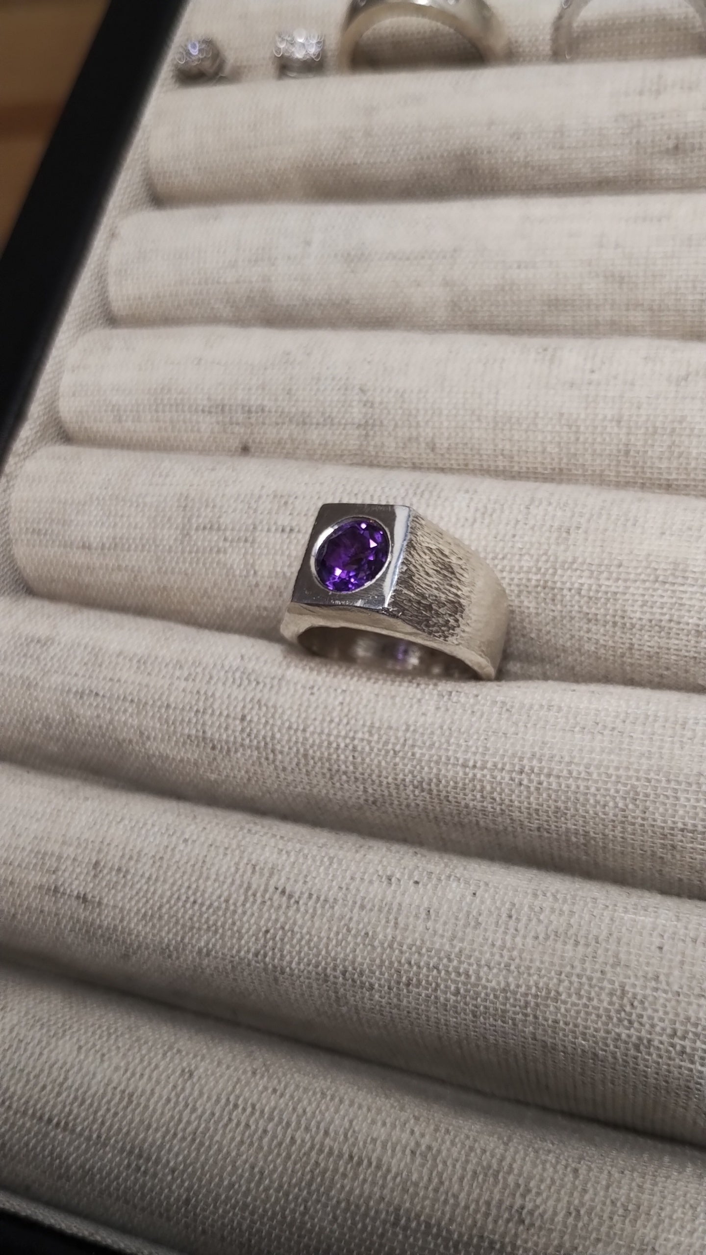 Silver and Amethyst Signet Ring